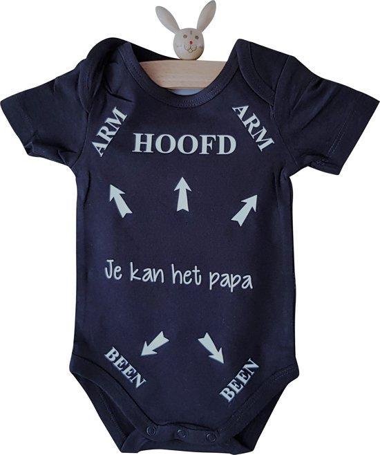 Baby tekst rompertje papa jongen Hoofd Arm Been pijlen je kan het papa | korte mouw |  blauw met wit | maat 50-56 | liefste pap je kan het / cadeautje verjaardag / vaderdag aanstande