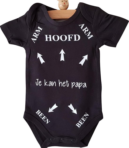 Merkloos Baby tekst Rompertje papa zwart maat 62