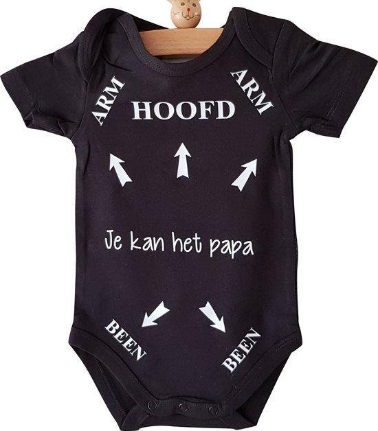 Baby tekst rompertje papa jongen Hoofd Arm Been pijlen je kan het papa | korte mouw |  zwart met wit | maat 50-56 | liefste pap je kan het / cadeautje verjaardag / vaderdag aanstande
