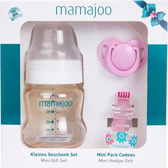 Mamajoo Babyfles 150 ml - Mini Gift Set - Speen - Koord - Roze