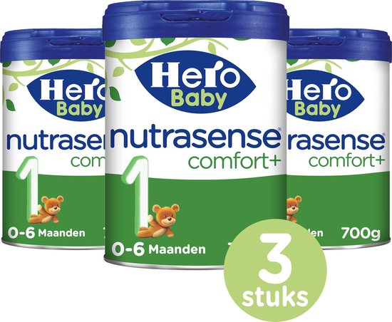 Hero Baby Nutrasense comfort+ 1 - (0-6m) - 3 STUKS - flesvoeding bij spugen, krampjes of een moeizame ontlasting - palmolievrij