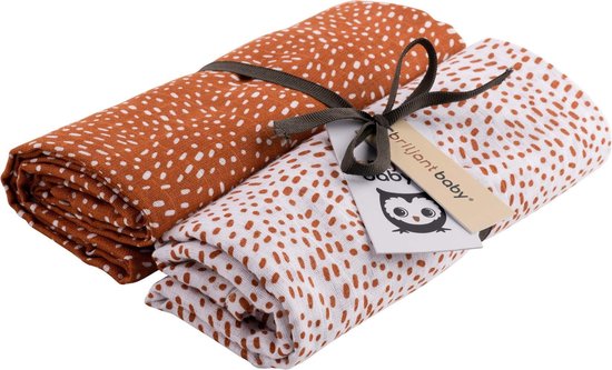 Briljant Baby Inbakerdoek Swaddle Hydrofiel 120 x 120 - Minimal - Terra - 2 Stuks