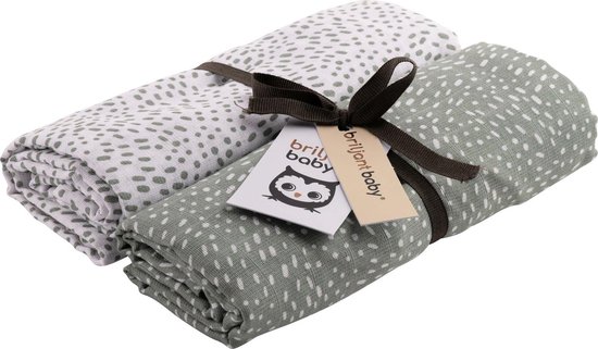 Briljant Baby Inbakerdoek Swaddle Hydrofiel 120 x 120 - Minimal - Stonegreen - 2 Stuks