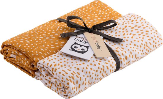 Briljant Baby Inbakerdoek Swaddle Hydrofiel 120 x 120 - Minimal - Oker - 2 Stuks