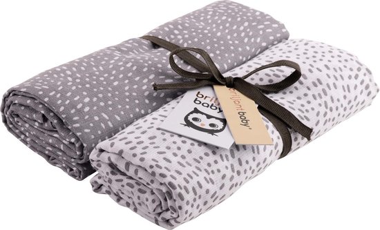 Briljant Baby Inbakerdoek Swaddle Hydrofiel 120 x 120 - Minimal - Grijs - 2 Stuks