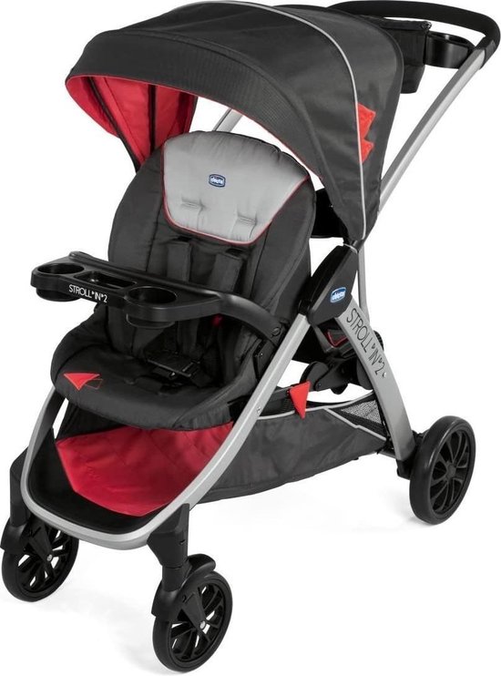 Chicco Stroll in 2 Buggy - Polyester/aluminium - Zwart/Rood