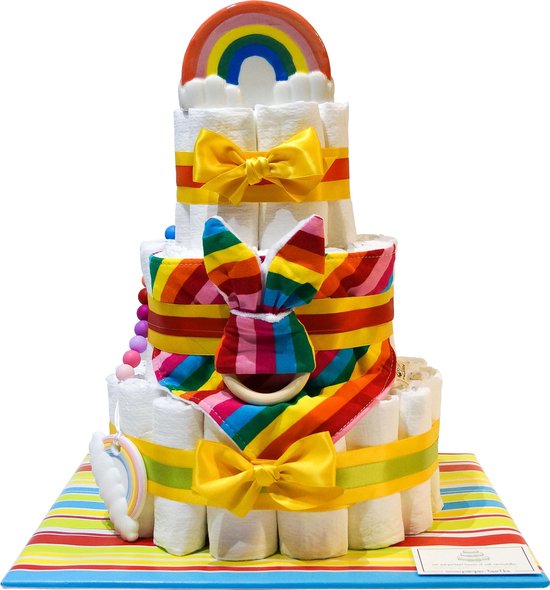 Luiertaart - Pampertaart Neutraal Regenboog - 54 Pampers – Multicolor