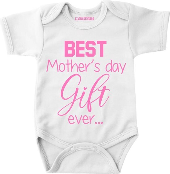 Baby rompertje voor de liefste mama-Beste moederdag cadeau ooit- Best mother's day gift ever-Maat 68