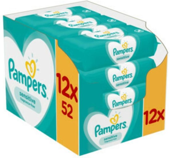 Pampers Billendoekjes Sensitive Navulpak - 12 x 52 doekjes