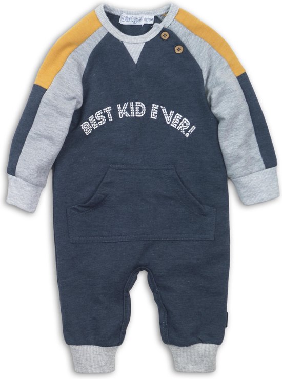 Dirkje - 1 pce Babysuit - Navy melee + grey melee + ochre - Mannen - Maat 68
