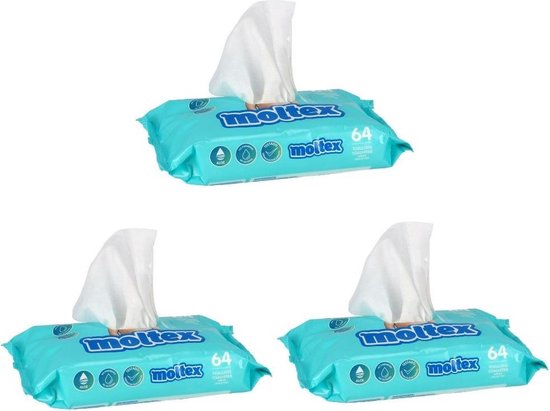 Moltex Billendoekjes Baby - 3x64 stuks - Babydoekjes - Vochtige doekjes - Zachte doekjes - Alcoholvrij - Parfumvrij