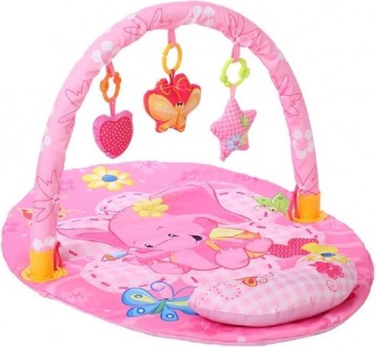 Baby speelkleed/babygym roze met kussentje voor meisjes - Babyspeelgoed - Speelkleden - Babygym - Roze speelkleed met kussen en knuffeltjes