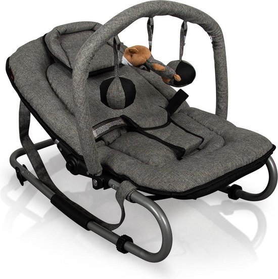 Baninni Wipstoel met speelboog - Schommelstoel - Baby Relax - Admiro Grijs