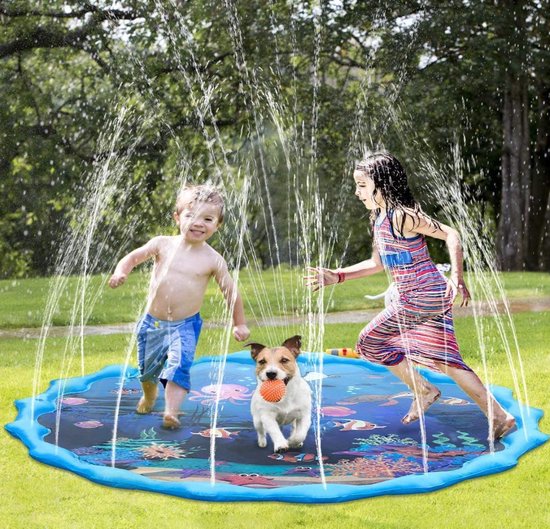 Watermat Water Fontein Waterspeelmat Speelkleed Aquamat Waterstraalkussen Spatmat Kinderen Buiten Spelen Zon Warm