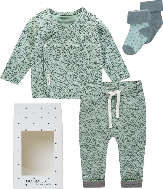 Noppies Unisex Cadeauset(4delig) Sokjes, Shirt en Broekje Mint Grijs - Maat 56