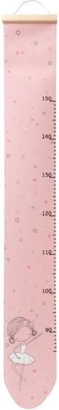 Kindermeetlat Groeimeter Canvas met Sterrenprint - Roze - Kinderkamer - Babykamer
