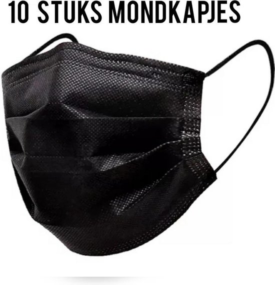 10 Stuks Zwarte - stijlvolle en mode bewuste wegwerp mondkapjes mondmasker mondkapje