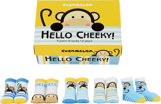 Merkloos Baby Sokken Aapje Monkey in Geschenkdoos Maat 12-24 maanden