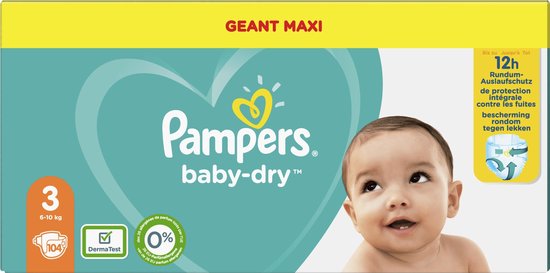 Pampers Baby-Dry 81728667 wegwerpluier Jongen/meisje 3 104 stuk(s)