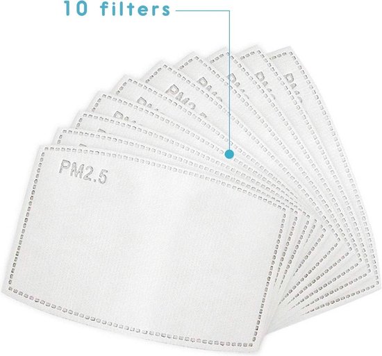 Vervangbare mondkapje filters - 10 stuks | wegwerp (50 - 60uur gebruik) | PM 2.5 filters