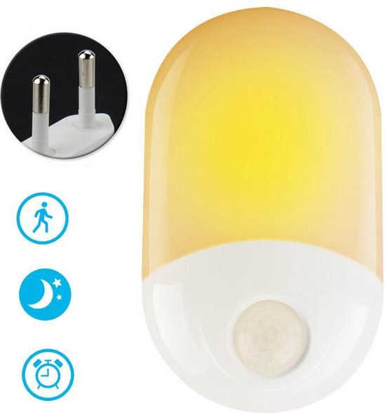 Peerlights® - Nachtlampje met bewegingssensor - plug-in/stopcontact –– Werkt op stroom – Warmlicht – Voor in de baby/kinder kamer