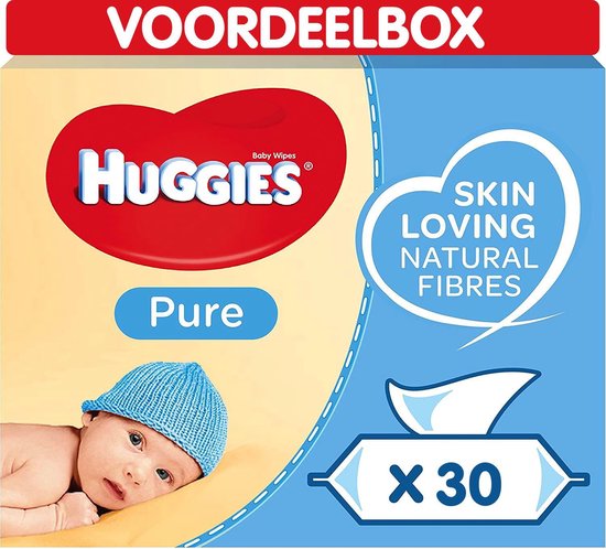 Huggies Pure Billendoekjes voordeelbox 30 x 56 babydoekjes