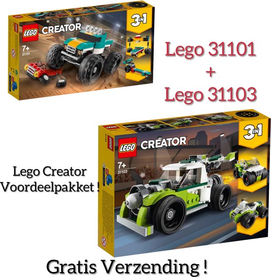 LEGO PAKKET LEGO CREATOR / LEGO Creator Monstertruck 31101 +  LEGO Creator Raketwagen 31103