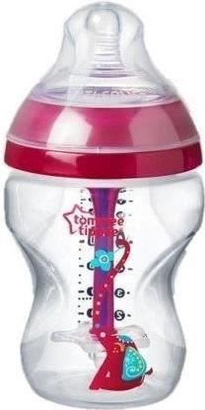 TOMMEE TIPPEE Anti-koliek babyflesje 260 ml versierd met roos