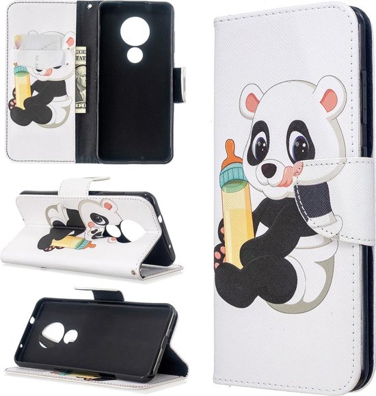 Let op type!! Voor Nokia 6 2/7 2 gekleurde tekening patroon horizontale Flip lederen draagtas met houder & kaartsleuven & portemonnee (baby fles Panda)