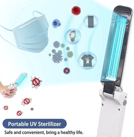 Beste handheld kiemdodende UV-lichtstaaf 2020 - MODEL : UV-500 - UV Sterilisator Mondkapje - Desinfectie - Ultraviolet C straling - Mini compacte UV Lamp - Doodt 99.9% bacteriën en virussen - Ontsmetter