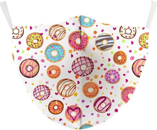 Premium Mondkapjes Donuts| Mondmasker wasbaar | Wasbare stoffen Mondkapjes  | Katoenen mondkapje met print | Herbruikbare Mondkapjes patroon | Herbruikbaar| Mondkapje wasbaar