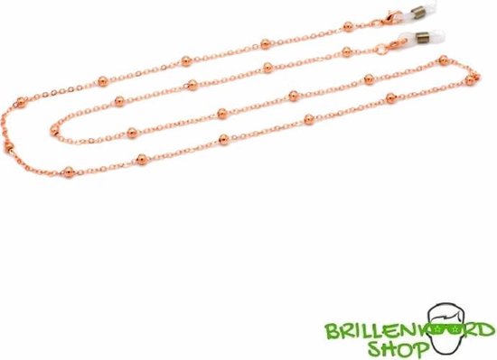 Brilketting – brillenketting – ketting voor bril – Rose goud met bolletjes