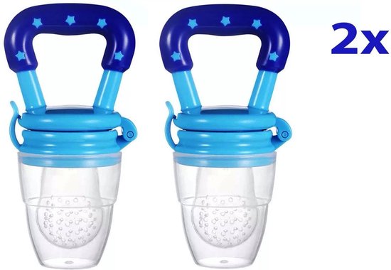 2x Fruitspeen Kinderbestek - speen Babyvoeding Blauw