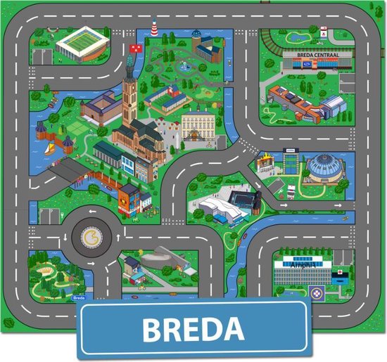 Speelkleed Breda City-Play - Autokleed - Verkeerskleed - Speelmat Breda