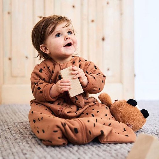Baby slaapzak 70cm Spot caramel met afritsbare mouw