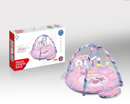 Interactief Speelkleed – Kitten | Speelkleed Met Boog | Baby Speelmat Gym – 65 x 45 x 10 cm |  Baby Speelkleed – Roze