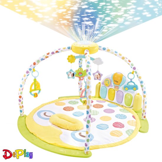 DePlay Luxe BabyGym - Piano - Sterren Projector - Projector Sterrenhemel - Speelmat - Speelkleed Baby - Hoofdkussen Kind - Fotolijstje Speeltjes