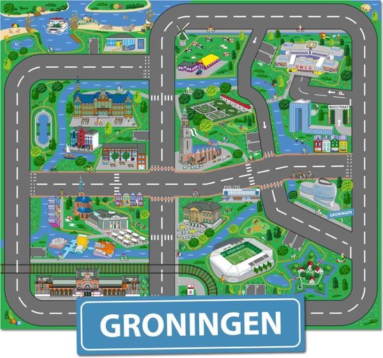 Speelkleed Groningen City-Play - Autokleed - Verkeerskleed - Speelmat Groningen