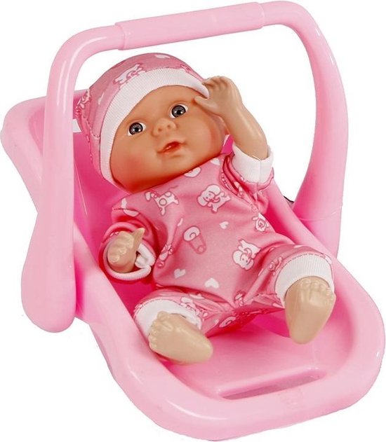 Toys Amsterdam Babypop In Autostoel Meisjes 21 Cm Roze 2-delig