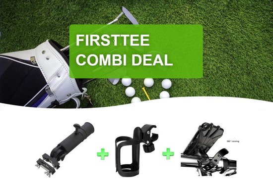 Firsttee - COMBI DEAL - AANBIEDING - Universele Parapluhouder & Bekerhouder & Telefoonhouder - Kinderwagen - Golf accessoires - Cadeau - Trolley - Flessenhouder - Golftrolley - Trolley - Paraplu