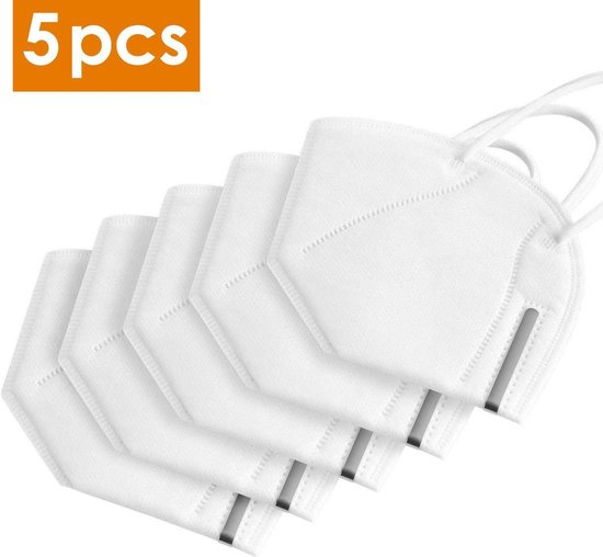 Masker | 4 laags Stofmasker |Niet-medisch | Met Neusklem | 5Masker Ademend Meerlaags Stofmasker met Witte Elastische Oorhaken | Pakje van 5