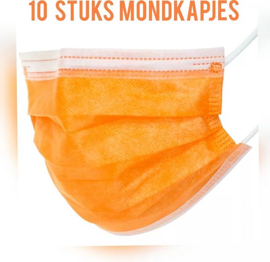 Set van 10 stuks oranje wegwerp mondkapjes