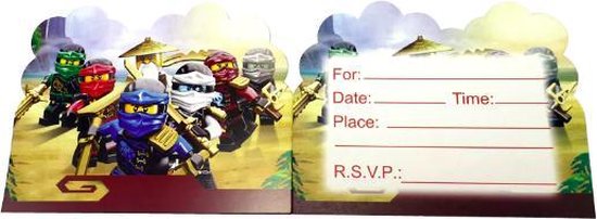 ProductGoods - 10 Stuks Verjaardag Uitnodigingskaartjes Lego NinJaGo - Uitnodigingskaarten Lego Ninjago - Verjaardagsfeest - Themafeest - Kinderfeestje - Invulbaar - LegoNinjago - Kinderen