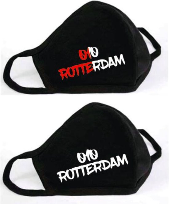 GetGlitterBaby - Katoenen Mondkapjes / Wasbare Mondmaskers - Rotterdam 010 + FEYENOORD