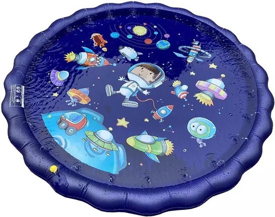 fontein kinder zwembad waterspeelmat blauw 170cm Astro | Watermat | Water Fontein | Waterspeelmat | Speelkleed | Aquamat | Waterstraalkussen | Spatmat | Kinderen | Buiten | Spelen | Zon | Warm