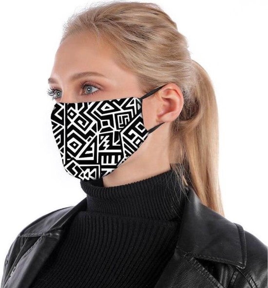 Mondkapje Wasbaar – Facemask – Gezichtsmasker – OV – Trein – Zwart & Wit