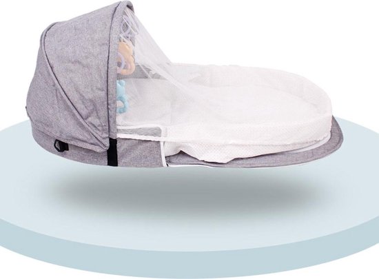 Decopatent® Baby Bed - Travel Reisbed - Opvouwbaar Reisbedje met matras - Baby’s - Kleuters - Reiswieg - Camping Babybedje - Grijs