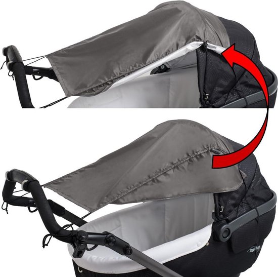 Zonnescherm kinderwagen & buggy - Zonnedoek met zijbescherming - Grijs