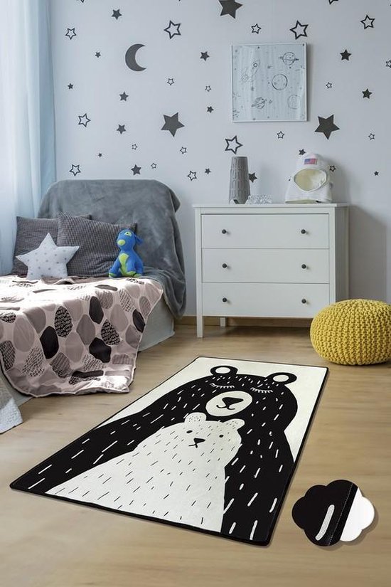 Nerge.be | Vloerkleed Kinderkamer | Beren voor kinderen Speelkleed Slaapkamer Speelkamer woonkamer Dier Huisdieren 100cm X 160cm (39.37 "X 63") Beste kindervloerkleden om te spelen - Roze - Voor leeftijden van 0-12 jaar - Wasbaar in de machine