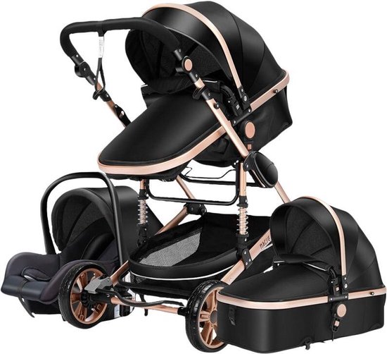 Baby Pro Max® Luxe Baby Buggy 3 in 1 | Baby Wagen | Kinderwagen met stoel en wieg | Hoge Kwaliteit | Zwart